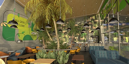 Stacja ładowania EV zaprojektowana z wykorzystaniem produktów do wykończeń architektonicznych.
