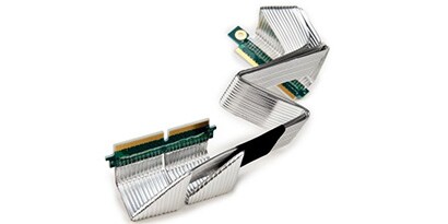 Przewód płaski z podwójnymi żyłami o przekroju okrągłym (Twin Axial Cable) ze złączem typu PCIe
