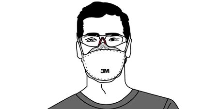 Mężczyzna z maską 3M 
