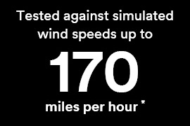 Przetestowane pod kątem symulowanych prędkości wiatru do 273 km/h.