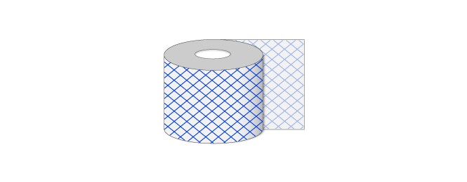 Ilustracja przewodzących taśm tkaninowych z siatką linii przedstawiającą materiał tkaniny.
