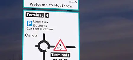 Drogowskaz na lotnisko Heathrow
