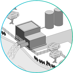 Ikona dezynfekcji i odprowadzania oczyszczonej wody