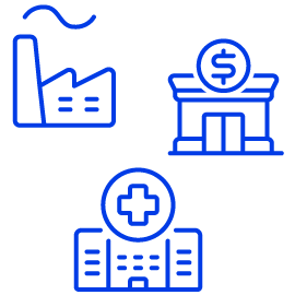 Przedsiębiorstwo, szpital HPC, bank i zakład produkcyjny: grafika