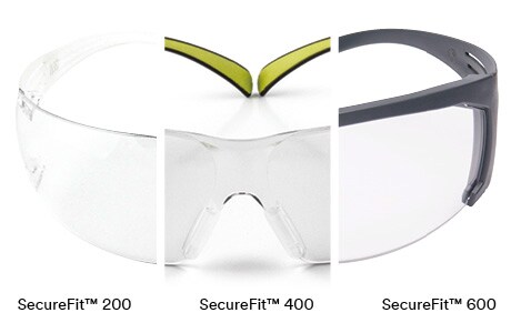 Zdjęcie przedstawiającę grafikę trzech różnych okularów z serii SecureFit
