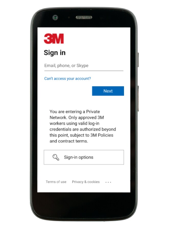 Smartfon z wyświetloną aplikacją My 3M.
