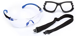 Okulary ochronne 3M™ Solus™ 1000, S1101NSGAF-TSKT, niebiesko/czarne zauszniki, przezroczysta soczewka, powłoka Scotchgard™ Protector AF/AS, piankowa wkładka i pasek