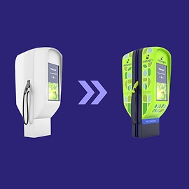 Dwóch dystrybutorów ładowania EV.